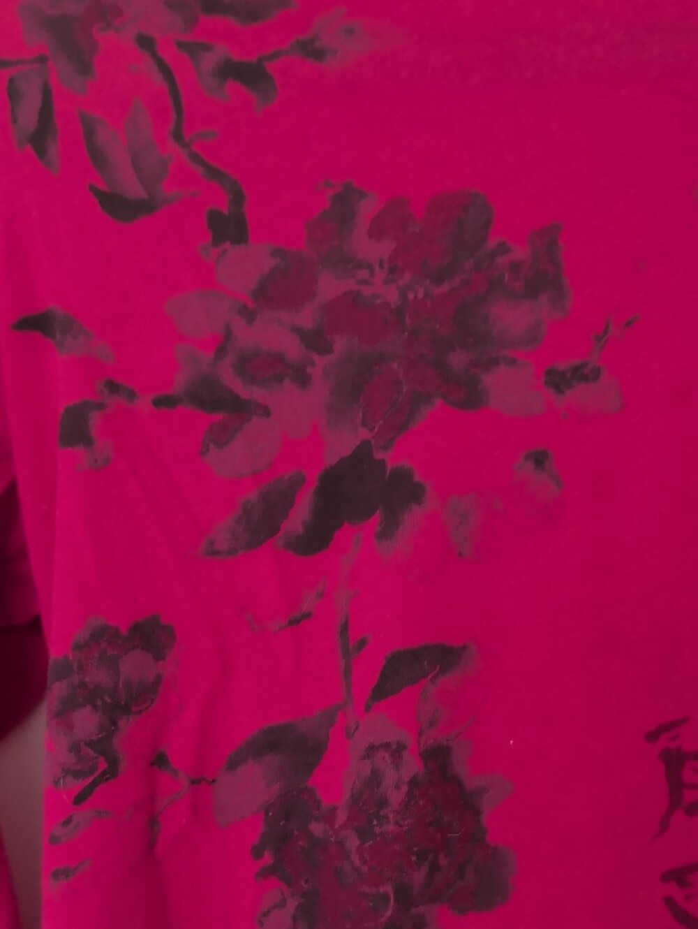 Lucky Brand Hot Pink Long-Sleeve Tee with Black Floral Graphic - Picture 3 of 3